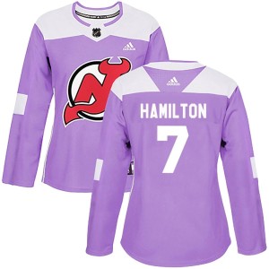 Women's New Jersey Devils Dougie Hamilton Adidas Authentic Fights Cancer Practice Jersey - Purple