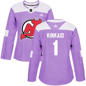 Women's New Jersey Devils Keith Kinkaid Adidas Authentic Fights Cancer Practice Jersey - Purple