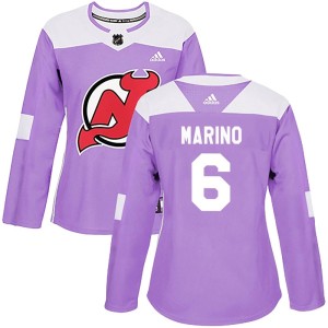 Women's New Jersey Devils John Marino Adidas Authentic Fights Cancer Practice Jersey - Purple