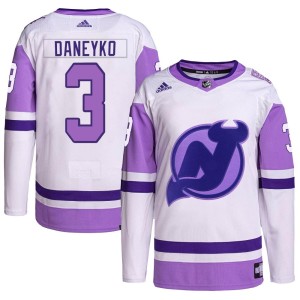 Men's New Jersey Devils Ken Daneyko Adidas Authentic Hockey Fights Cancer Primegreen Jersey - White/Purple