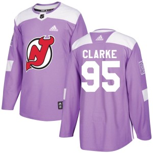 Youth New Jersey Devils Graeme Clarke Adidas Authentic Fights Cancer Practice Jersey - Purple