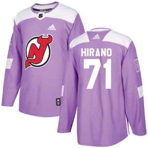Youth New Jersey Devils Yushiroh Hirano Adidas Authentic Fights Cancer Practice Jersey - Purple