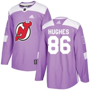 Youth New Jersey Devils Jack Hughes Adidas Authentic Fights Cancer Practice Jersey - Purple