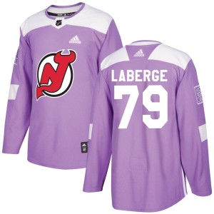 Youth New Jersey Devils Samuel Laberge Adidas Authentic Fights Cancer Practice Jersey - Purple