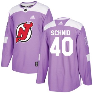 Youth New Jersey Devils Akira Schmid Adidas Authentic Fights Cancer Practice Jersey - Purple