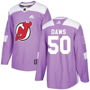 Men's New Jersey Devils Nico Daws Adidas Authentic Fights Cancer Practice Jersey - Purple