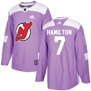 Men's New Jersey Devils Dougie Hamilton Adidas Authentic Fights Cancer Practice Jersey - Purple