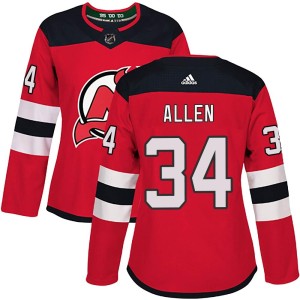 Women's New Jersey Devils Jake Allen Adidas Authentic Home Jersey - Red