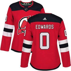 Women's New Jersey Devils Ethan Edwards Adidas Authentic Home Jersey - Red