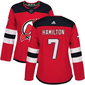Women's New Jersey Devils Dougie Hamilton Adidas Authentic Home Jersey - Red