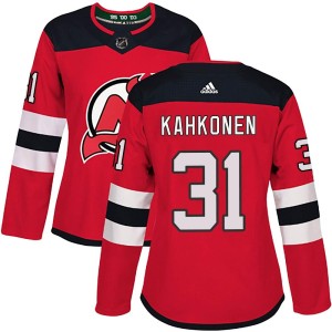 Women's New Jersey Devils Kaapo Kahkonen Adidas Authentic Home Jersey - Red