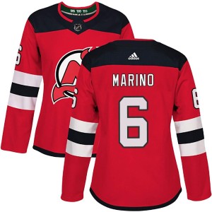 Women's New Jersey Devils John Marino Adidas Authentic Home Jersey - Red