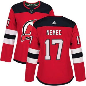 Women's New Jersey Devils Simon Nemec Adidas Authentic Home Jersey - Red