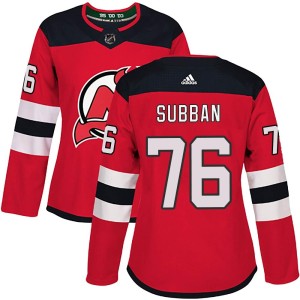 Women's New Jersey Devils P.K. Subban Adidas Authentic Home Jersey - Red
