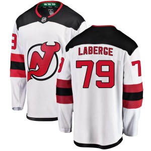 Men's New Jersey Devils Samuel Laberge Fanatics Branded Breakaway Away Jersey - White