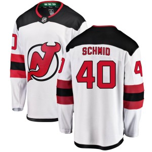 Men's New Jersey Devils Akira Schmid Fanatics Branded Breakaway Away Jersey - White