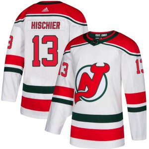 Youth New Jersey Devils Nico Hischier Adidas Authentic Alternate Jersey - White