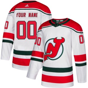 Men's New Jersey Devils Custom Adidas Authentic Alternate Jersey - White