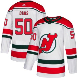Men's New Jersey Devils Nico Daws Adidas Authentic Alternate Jersey - White