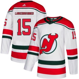 Men's New Jersey Devils Jamie Langenbrunner Adidas Authentic Alternate Jersey - White