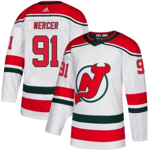 Men's New Jersey Devils Dawson Mercer Adidas Authentic Alternate Jersey - White