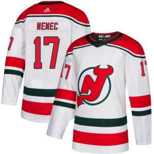 Men's New Jersey Devils Simon Nemec Adidas Authentic Alternate Jersey - White