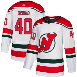 Men's New Jersey Devils Akira Schmid Adidas Authentic Alternate Jersey - White