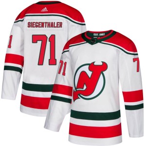 Men's New Jersey Devils Jonas Siegenthaler Adidas Authentic Alternate Jersey - White