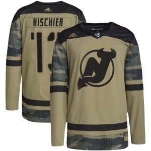 Youth New Jersey Devils Nico Hischier Adidas Authentic Military Appreciation Practice Jersey - Camo