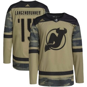 Youth New Jersey Devils Jamie Langenbrunner Adidas Authentic Military Appreciation Practice Jersey - Camo