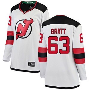 Women's New Jersey Devils Jesper Bratt Fanatics Branded Breakaway Away Jersey - White