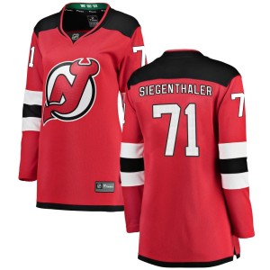 Women's New Jersey Devils Jonas Siegenthaler Fanatics Branded Breakaway Home Jersey - Red