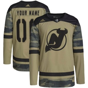 Men's New Jersey Devils Custom Adidas Authentic Military Appreciation Practice Jersey - Camo