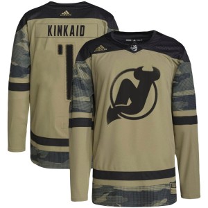 Men's New Jersey Devils Keith Kinkaid Adidas Authentic Military Appreciation Practice Jersey - Camo