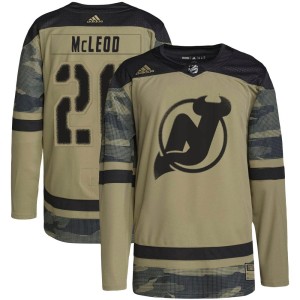 Men's New Jersey Devils Michael McLeod Adidas Authentic Military Appreciation Practice Jersey - Camo