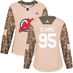 Women's New Jersey Devils Graeme Clarke Adidas Authentic Veterans Day Practice Jersey - Camo