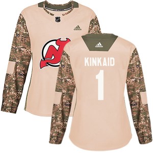 Women's New Jersey Devils Keith Kinkaid Adidas Authentic Veterans Day Practice Jersey - Camo