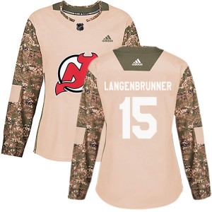 Women's New Jersey Devils Jamie Langenbrunner Adidas Authentic Veterans Day Practice Jersey - Camo