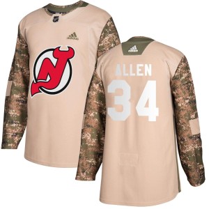 Youth New Jersey Devils Jake Allen Adidas Authentic Veterans Day Practice Jersey - Camo