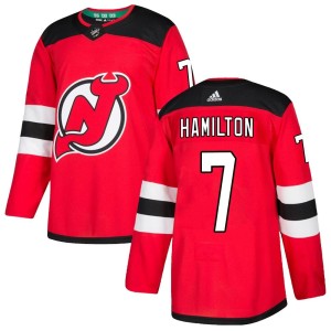 Men's New Jersey Devils Dougie Hamilton Adidas Authentic Home Jersey - Red