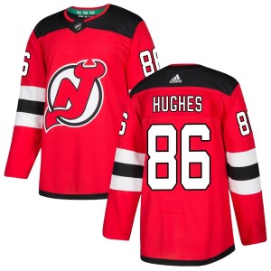 Men's New Jersey Devils Jack Hughes Adidas Authentic Home Jersey - Red