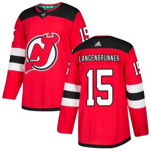 Men's New Jersey Devils Jamie Langenbrunner Adidas Authentic Home Jersey - Red