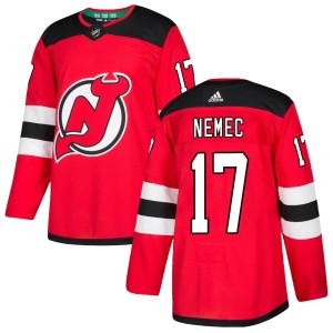 Men's New Jersey Devils Simon Nemec Adidas Authentic Home Jersey - Red