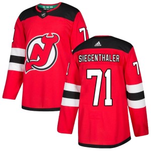 Men's New Jersey Devils Jonas Siegenthaler Adidas Authentic Home Jersey - Red