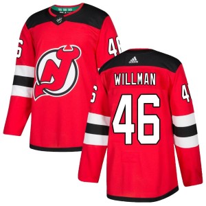 Men's New Jersey Devils Max Willman Adidas Authentic Home Jersey - Red