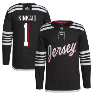 Men's New Jersey Devils Keith Kinkaid Adidas Authentic 2021/22 Alternate Primegreen Pro Player Jersey - Black
