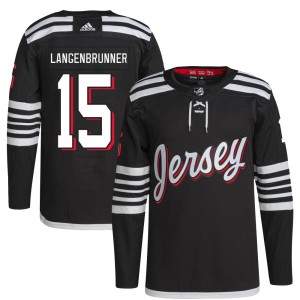 Men's New Jersey Devils Jamie Langenbrunner Adidas Authentic 2021/22 Alternate Primegreen Pro Player Jersey - Black