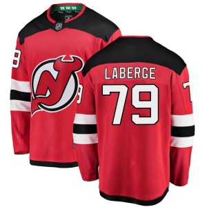 Men's New Jersey Devils Samuel Laberge Fanatics Branded Breakaway Home Jersey - Red