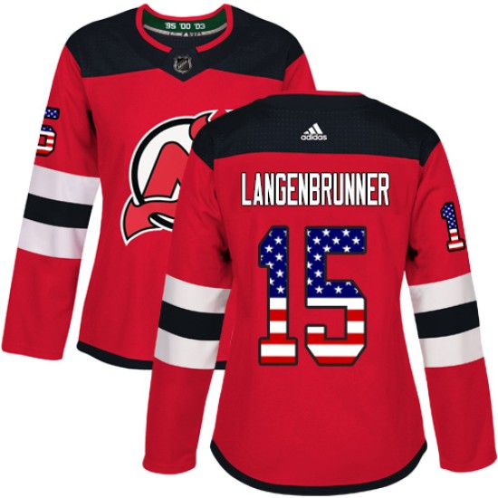 Women's New Jersey Devils Jamie Langenbrunner Adidas Authentic USA Flag ...